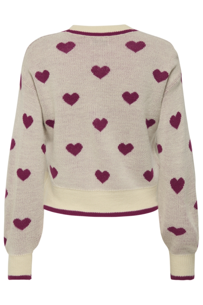 JDYROMANCE L/S JACQ. PULLOVER KNT N 15314768 Tapioca/W BEAUJOLA